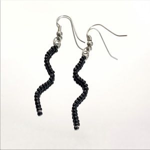 HANDMADE BLACK SQUIGGLE DANGLES